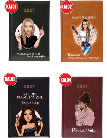 KALENDARZ A5 2027 TYGODNNIOWY z nadrukiem dla stylistki rzęs z imieniem