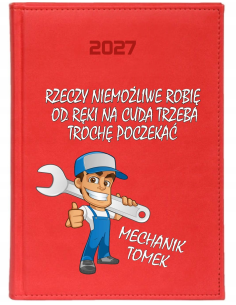 KALENDARZ A4 2027 dzienny z nadrukiem prezent dla mechanika z imieniem