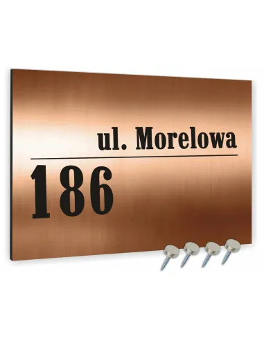 Tablica Adresowa 20x30 cm Numerem Domu Dibond Miedziana