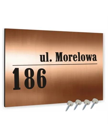 Tablica Adresowa 20x30 cm Numerem Domu Dibond Miedziana