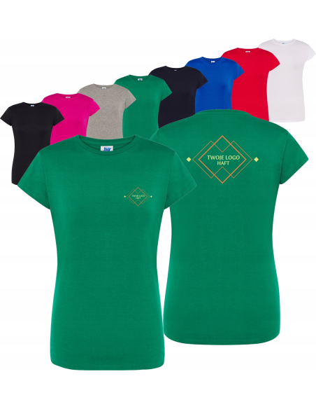 damska KOSZULKA T-shirt WŁASNY HAFT TWOJE LOGO NAPIS firmowa reklamowa