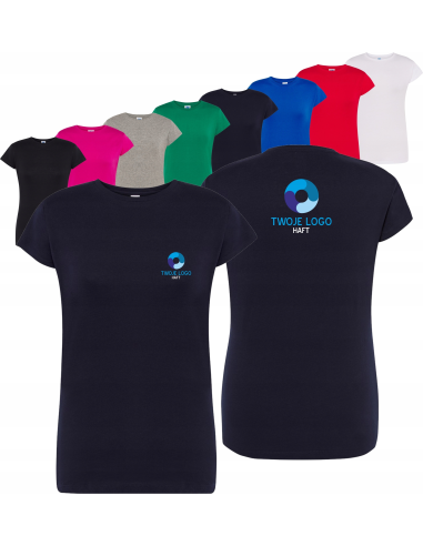 damska KOSZULKA T-shirt WŁASNY HAFT TWOJE LOGO firmowa reklamowa 10 szt