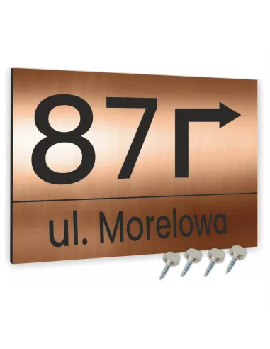 Tabliczka 30x40 cm Adresowa Aluminiowa Strzałką Miedziana