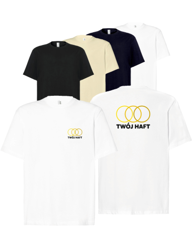 męska KOSZULKA oversize T-SHIRT własn HAFT LOGO firmowa reklamowa 20 szt