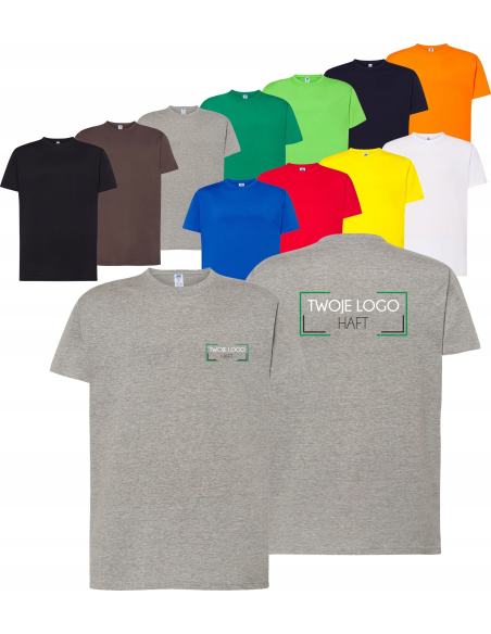 męska KOSZULKA bawełniana T-SHIRT własny HAFT LOGO firmowa reklamowa 10 szt
