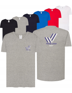 męska KOSZULKA V-NECK własny HAFT TWOJE LOGO NAPIS firmowa reklamowa