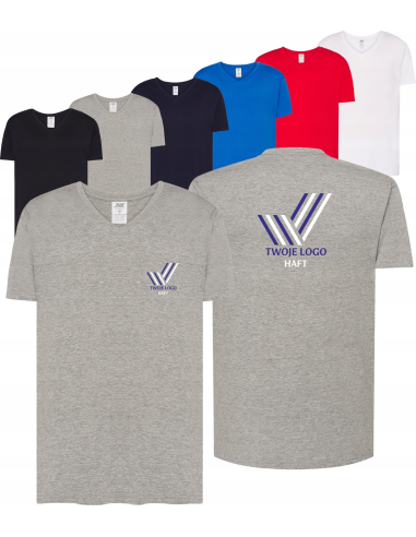 męska KOSZULKA V-NECK własny HAFT TWOJE LOGO NAPIS firmowa reklamowa