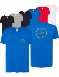 męska KOSZULKA V-NECK własny HAFT TWOJE LOGO NAPIS firmowa reklamowa 5 szt