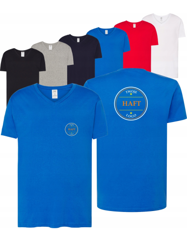 męska KOSZULKA V-NECK własny HAFT TWOJE LOGO NAPIS firmowa reklamowa 5 szt