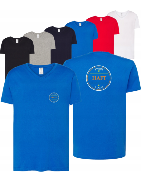 męska KOSZULKA V-NECK własny HAFT TWOJE LOGO NAPIS firmowa reklamowa 5 szt