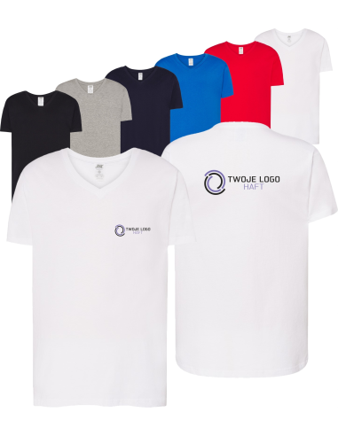męska KOSZULKA V-NECK własny HAFT TWOJE LOGO NAPIS firmowa reklamowa 10 szt