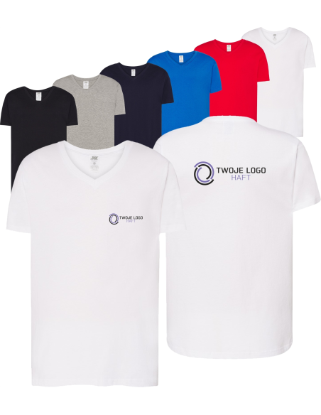 męska KOSZULKA V-NECK własny HAFT TWOJE LOGO NAPIS firmowa reklamowa 10 szt
