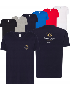 męska KOSZULKA V-NECK własny HAFT TWOJE LOGO NAPIS firmowa reklamowa 20 szt