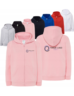 BLUZA dziecięca unisex z kapturem HAFT LOGO NAPIS GRAFIKA reklamowa