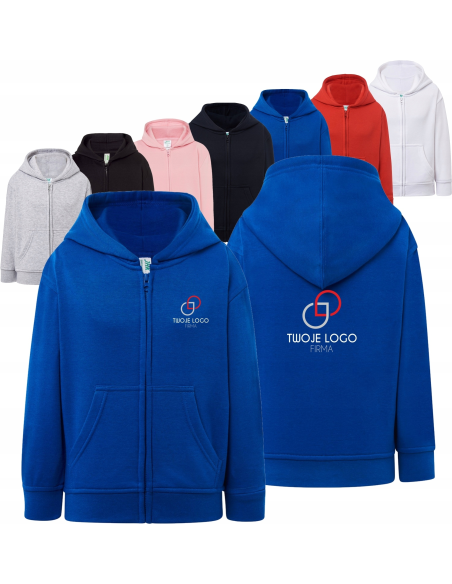 BLUZA dziecięca unisex z kapturem HAFT LOGO NAPIS GRAFIKA reklamowa 5 szt