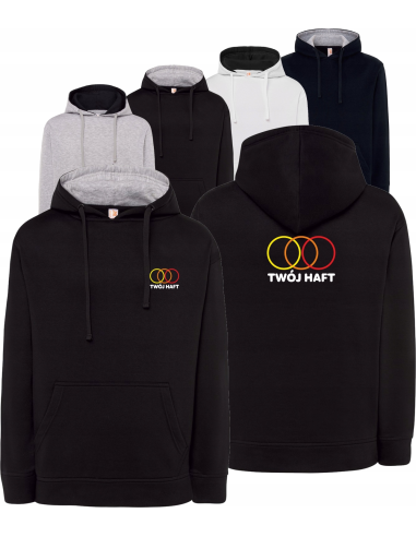 BLUZA męska z kontrastowym kapturem TWÓJ HAFT LOGO GRAFIKA firmowa 5 szt