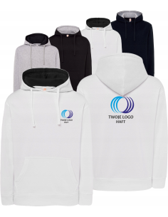 BLUZA męska z kontrastowym kapturem TWÓJ HAFT LOGO GRAFIKA firmowa 10 szt