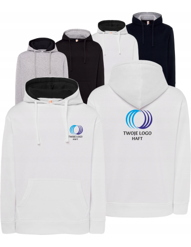 BLUZA męska z kontrastowym kapturem TWÓJ HAFT LOGO GRAFIKA firmowa 10 szt