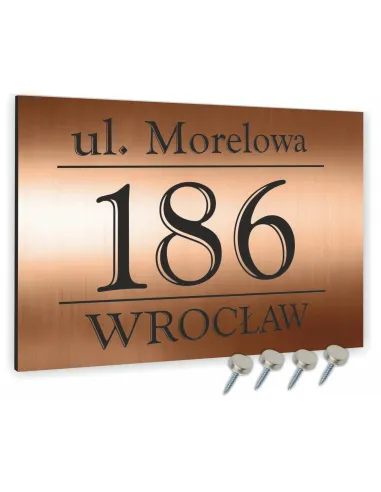 Tabliczka Adresowa Miedziana z Numer Domu Nazwa Ulicy 30x40
