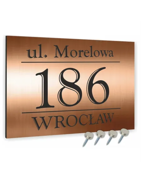 Tabliczka Adresowa Miedziana z Numer Domu Nazwa Ulicy 30x40