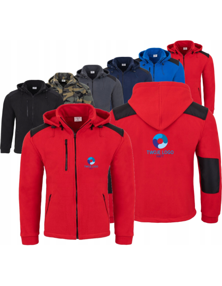 Bluza polarowa z kapturem TWÓJ HAFT LOGO NAPIS firmowa reklamowa 5 sztuk