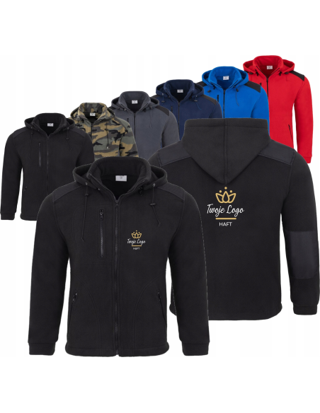 Bluza polarowa z kapturem TWÓJ HAFT LOGO NAPIS firmowa reklamowa 20 sztuk