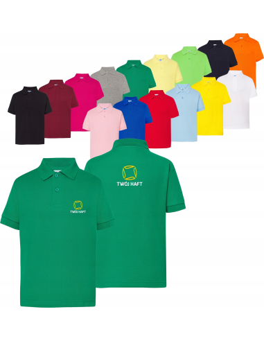Koszulka polo dziecięca TWÓJ HAFT LOGO firmowa reklamowa 10 sztuk