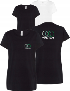 T-shirt z krótkim rękawem damski TWÓJ WŁASNY HAFT LOGO firmowa reklamowa