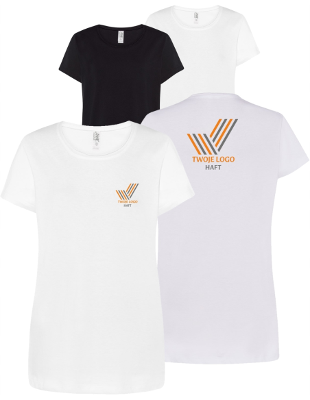 T-shirt krótki rękaw damski TWÓJ WŁASNY HAFT LOGO firmowa reklamowa 20 szt