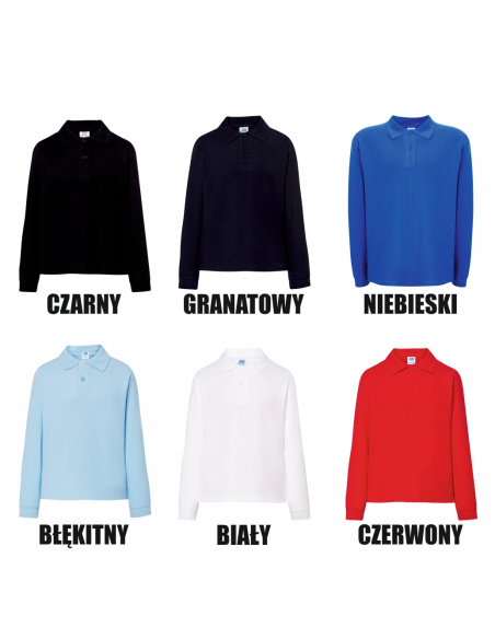 Koszulka polo dziecięca długi rękaw TWÓJ HAFT LOGO firmowa reklamowa 10 szt