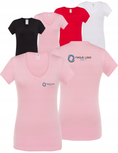 Damska koszulka V-Neck TWÓJ WŁASNY HAFT LOGO firmowa reklamowa 10 sztuk