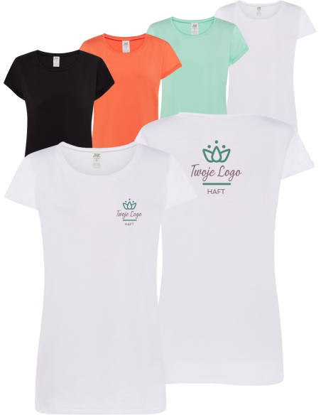 Damska koszulka T-shirt TWÓJ WŁASNY HAFT LOGO firmowa reklamowa