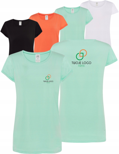 Damska koszulka T-shirt TWÓJ WŁASNY HAFT LOGO firmowa reklamowa 5 szt