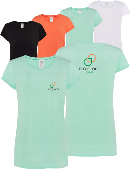 Damska koszulka T-shirt TWÓJ WŁASNY HAFT LOGO firmowa reklamowa 5 szt