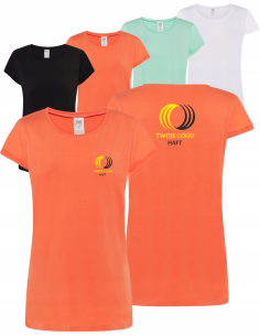 Damska koszulka T-shirt TWÓJ WŁASNY HAFT LOGO firmowa reklamowa 10 szt