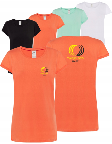 Damska koszulka T-shirt TWÓJ WŁASNY HAFT LOGO firmowa reklamowa 10 szt
