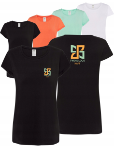 Damska koszulka T-shirt TWÓJ WŁASNY HAFT LOGO firmowa reklamowa 20 szt