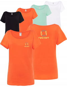 T-shirt damski koszulka TWÓJ WŁASNY HAFT LOGO firmowa reklamowa 5 sztuk