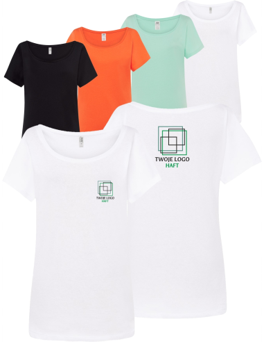 T-shirt damski koszulka TWÓJ WŁASNY HAFT LOGO firmowa reklamowa 20 sztuk