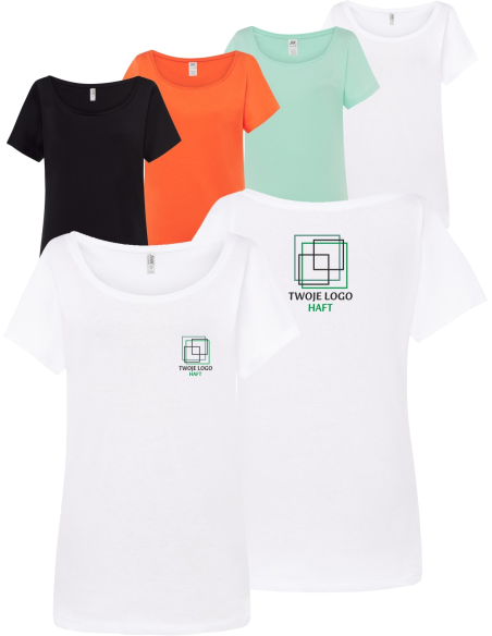 T-shirt damski koszulka TWÓJ WŁASNY HAFT LOGO firmowa reklamowa 20 sztuk