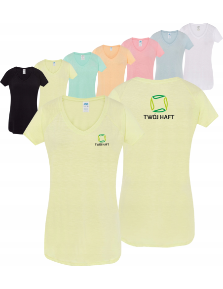 Damski T-shirt rękawy typu reglan TWÓJ HAFT LOGO firmowa reklamowa 10 sztuk