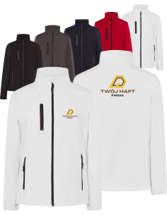 Kurtka softshell dla kobiet TWÓJ HAFT LOGO NAPIS firmowa reklamowa