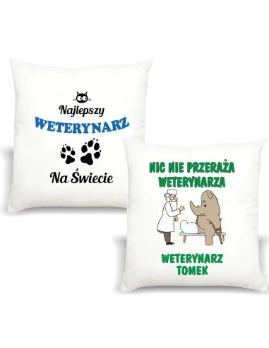 Śmieszny Prezent Foto Poduszka dla Weterynarza z Nadrukiem
