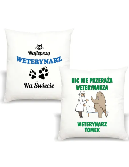 Śmieszny Prezent Foto Poduszka dla Weterynarza z Nadrukiem