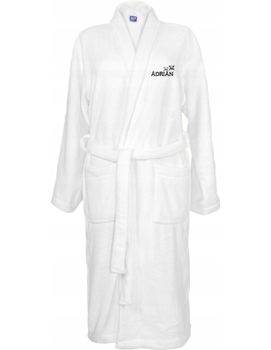SZLAFROK BIAŁY Z HAFTEM rozmiar 2XL unisex PREZENT z imieniem urodzinowy