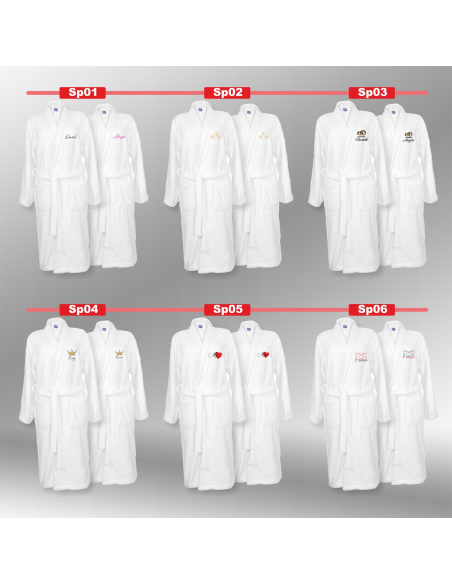 SZLAFROKI BIAŁE Z HAFTEM 2 szt unisex PREZENT na ślub wesele personalizacja