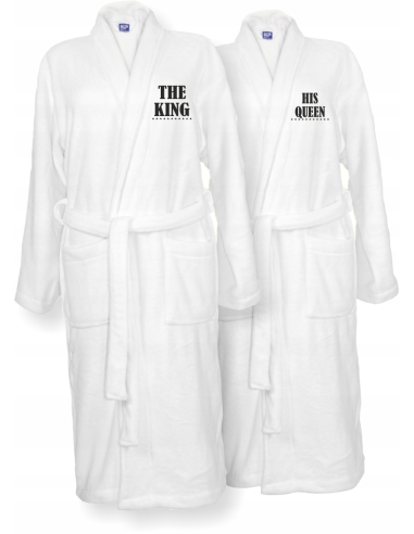 SZLAFROKI BIAŁE Z HAFTEM 2 szt unisex PREZENT personalizowany na rocznice