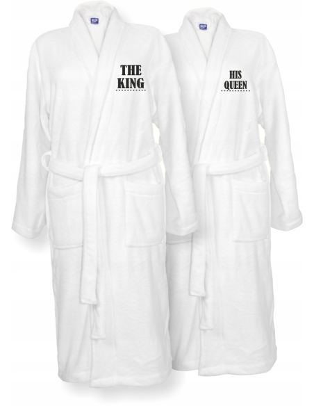 SZLAFROKI BIAŁE Z HAFTEM 2 szt unisex PREZENT personalizowany na rocznice