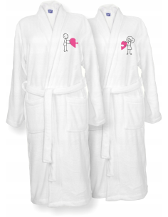 SZLAFROKI BIAŁE Z HAFTEM 2 szt unisex PREZENT personalizowany różne wzory