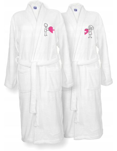 SZLAFROKI BIAŁE Z HAFTEM 2 szt unisex PREZENT personalizowany różne wzory